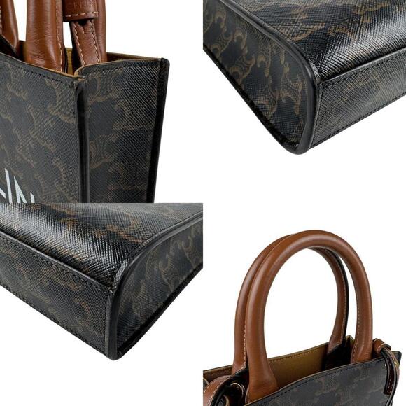 CELINE Brown Coated Canvas Shoulder Bag - Picture 4 of 5